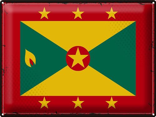 Blechschild Flagge Grenada 40x30cm Retro Flag of Grenada