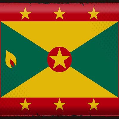 Targa in metallo Bandiera di Grenada 40x30 cm Bandiera retrò di Grenada