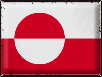 Signe en étain drapeau du Groenland, 40x30cm, drapeau rétro du Groenland 1