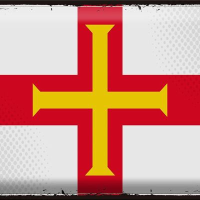 Cartel de chapa Bandera de Guernsey 40x30cm Bandera Retro de Guernsey