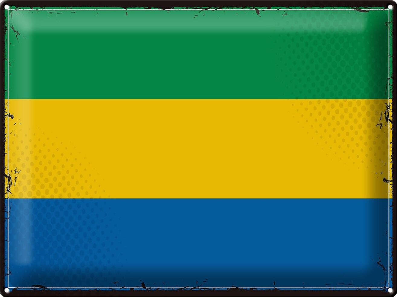 Blechschild Flagge Gabun 40x30cm Retro Flag of Gabon
