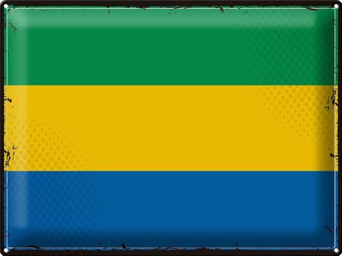 Blechschild Flagge Gabun 40x30cm Retro Flag of Gabon