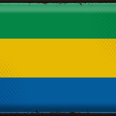 Signe en étain drapeau du Gabon 40x30cm, drapeau rétro du Gabon