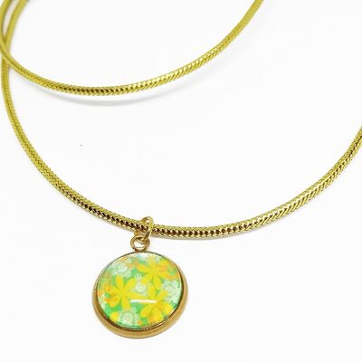 collana in acciaio e cabochon primaverile bohémien