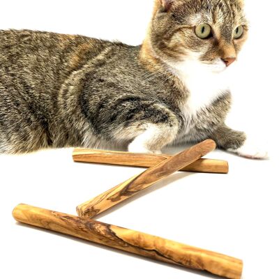 Huesos masticables de madera de olivo para perros o gatos pequeños (juego de 3)