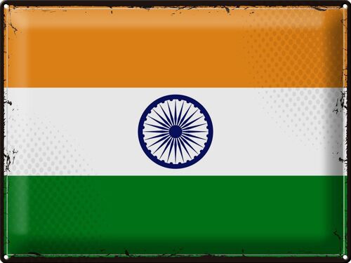 Blechschild Flagge Indien 40x30cm Retro Flag of India