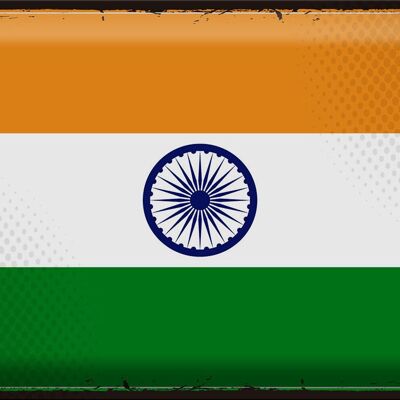 Blechschild Flagge Indien 40x30cm Retro Flag of India