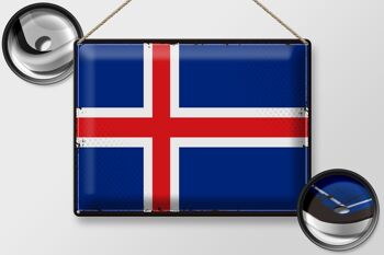 Drapeau en étain de l'islande, 40x30cm, drapeau rétro de l'islande 2