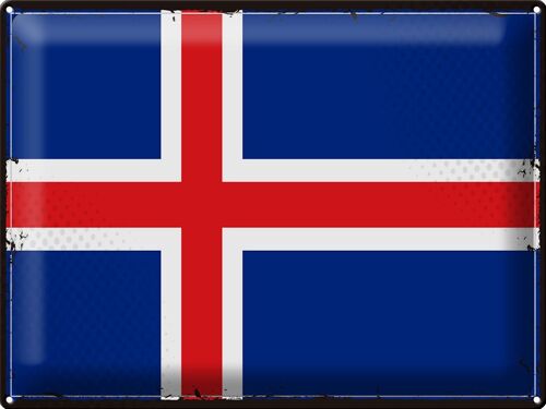 Blechschild Flagge Island 40x30cm Retro Flag of Iceland