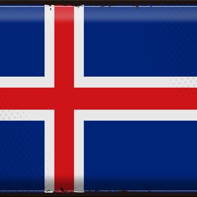 Cartel de chapa Bandera de Islandia 40x30cm Bandera Retro de Islandia