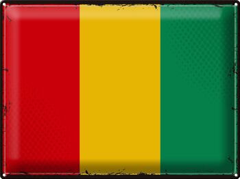 Signe en étain drapeau de la Guinée 40x30cm, drapeau rétro de la Guinée 1