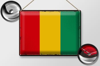 Signe en étain drapeau de la Guinée 40x30cm, drapeau rétro de la Guinée 2