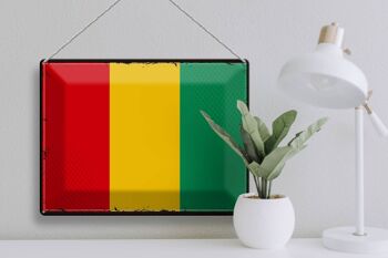 Signe en étain drapeau de la Guinée 40x30cm, drapeau rétro de la Guinée 3