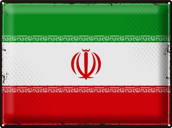 Signe en étain drapeau de l'iran 40x30cm, drapeau rétro de l'iran 1