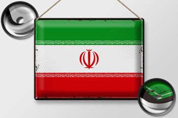 Signe en étain drapeau de l'iran 40x30cm, drapeau rétro de l'iran 2