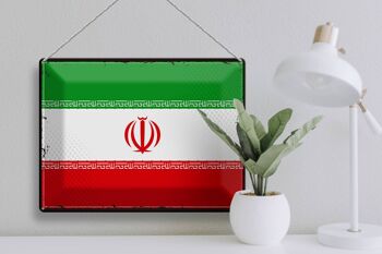 Signe en étain drapeau de l'iran 40x30cm, drapeau rétro de l'iran 3