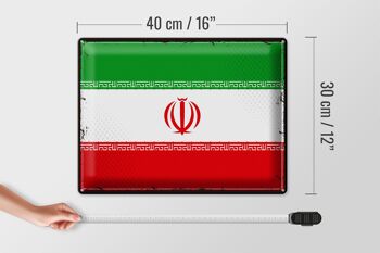Signe en étain drapeau de l'iran 40x30cm, drapeau rétro de l'iran 4