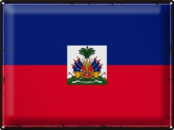 Signe en étain drapeau haïti 40x30cm drapeau rétro d'haïti 1