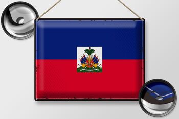 Signe en étain drapeau haïti 40x30cm drapeau rétro d'haïti 2