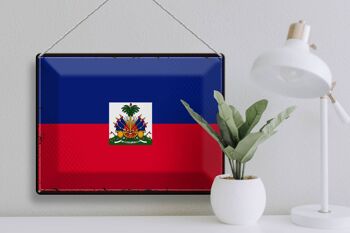 Signe en étain drapeau haïti 40x30cm drapeau rétro d'haïti 3