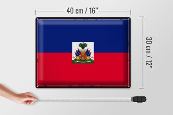 Signe en étain drapeau haïti 40x30cm drapeau rétro d'haïti 4