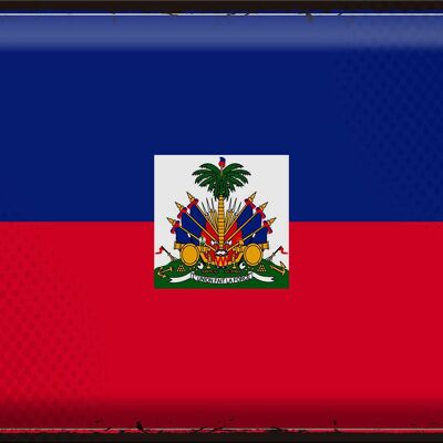 Blechschild Flagge Haiti 40x30cm Retro Flag of Haiti