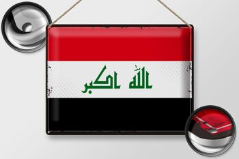 Signe en étain drapeau de l'irak, 40x30cm, drapeau rétro de l'irak 2