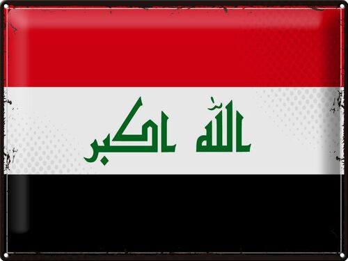 Blechschild Flagge Irak 40x30cm Retro Flag of Iraq