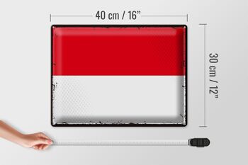 Drapeau en étain de l'indonésie, 40x30cm, drapeau rétro de l'indonésie 4