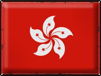 Signe en étain drapeau Hong Kong 40x30cm, drapeau rétro Hong Kong 1