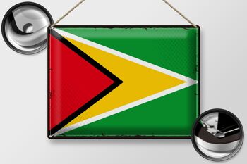 Signe en étain drapeau Guyane 40x30cm drapeau rétro de Guyane 2