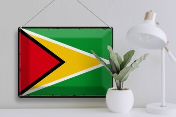 Signe en étain drapeau Guyane 40x30cm drapeau rétro de Guyane 3