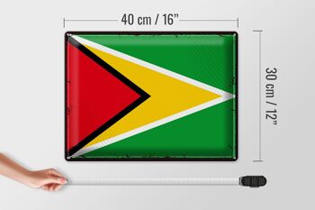 Signe en étain drapeau Guyane 40x30cm drapeau rétro de Guyane 4