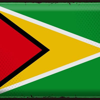 Blechschild Flagge Guyana 40x30cm Retro Flag of Guyana