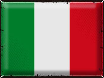 Signe en étain drapeau italie 40x30cm, drapeau rétro de l'italie 1