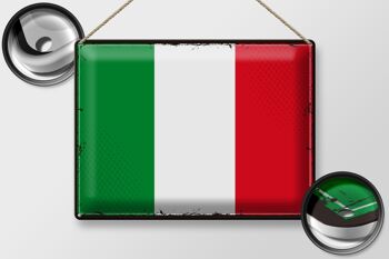 Signe en étain drapeau italie 40x30cm, drapeau rétro de l'italie 2