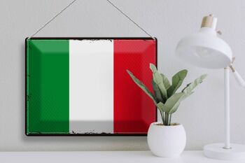 Signe en étain drapeau italie 40x30cm, drapeau rétro de l'italie 3