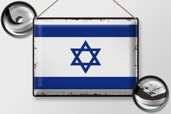 Signe en étain drapeau d'israël 40x30cm, drapeau rétro d'israël 2