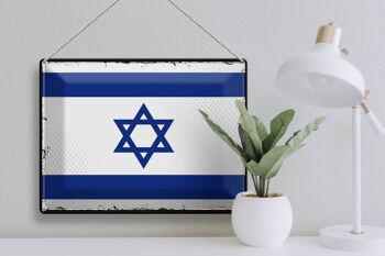 Signe en étain drapeau d'israël 40x30cm, drapeau rétro d'israël 3