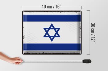 Signe en étain drapeau d'israël 40x30cm, drapeau rétro d'israël 4