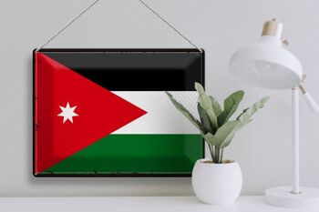 Signe en étain drapeau de la Jordanie 40x30cm, drapeau rétro de la Jordanie 3