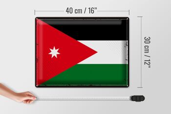 Signe en étain drapeau de la Jordanie 40x30cm, drapeau rétro de la Jordanie 4
