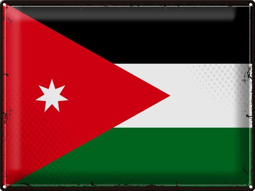 Blechschild Flagge Jordaniens 40x30cm Retro Flag of Jordan