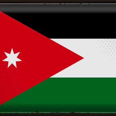 Blechschild Flagge Jordaniens 40x30cm Retro Flag of Jordan