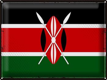Signe en étain drapeau du Kenya 40x30cm, drapeau rétro du Kenya 1
