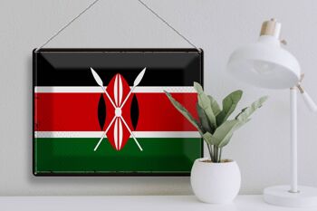 Signe en étain drapeau du Kenya 40x30cm, drapeau rétro du Kenya 3