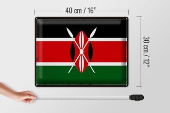 Signe en étain drapeau du Kenya 40x30cm, drapeau rétro du Kenya 4