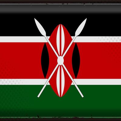 Signe en étain drapeau du Kenya 40x30cm, drapeau rétro du Kenya