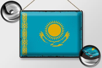 Signe en étain drapeau Kazakhstan 40x30cm rétro Kazakhstan 2