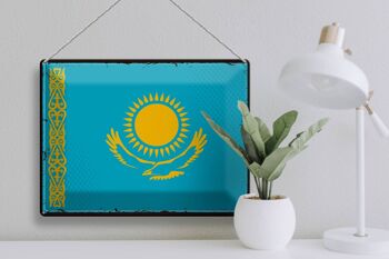 Signe en étain drapeau Kazakhstan 40x30cm rétro Kazakhstan 3